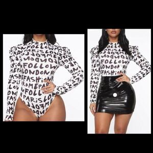 Logo Puff Shoulder, Long Sleeve Bodysuit
